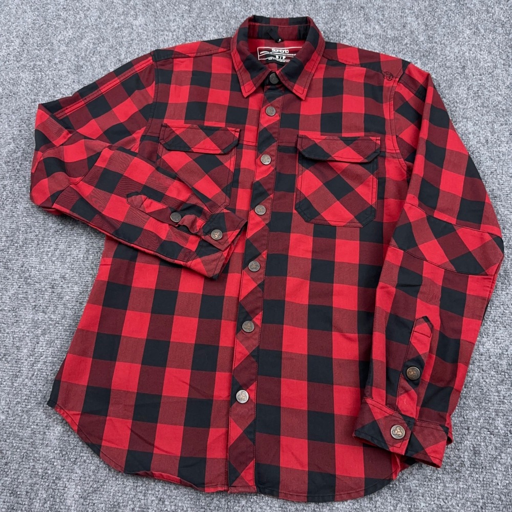 Sombrio Vagabond Riding Shirt Mens Small Buffalo Plaid Snap Flannel Bike Cycling